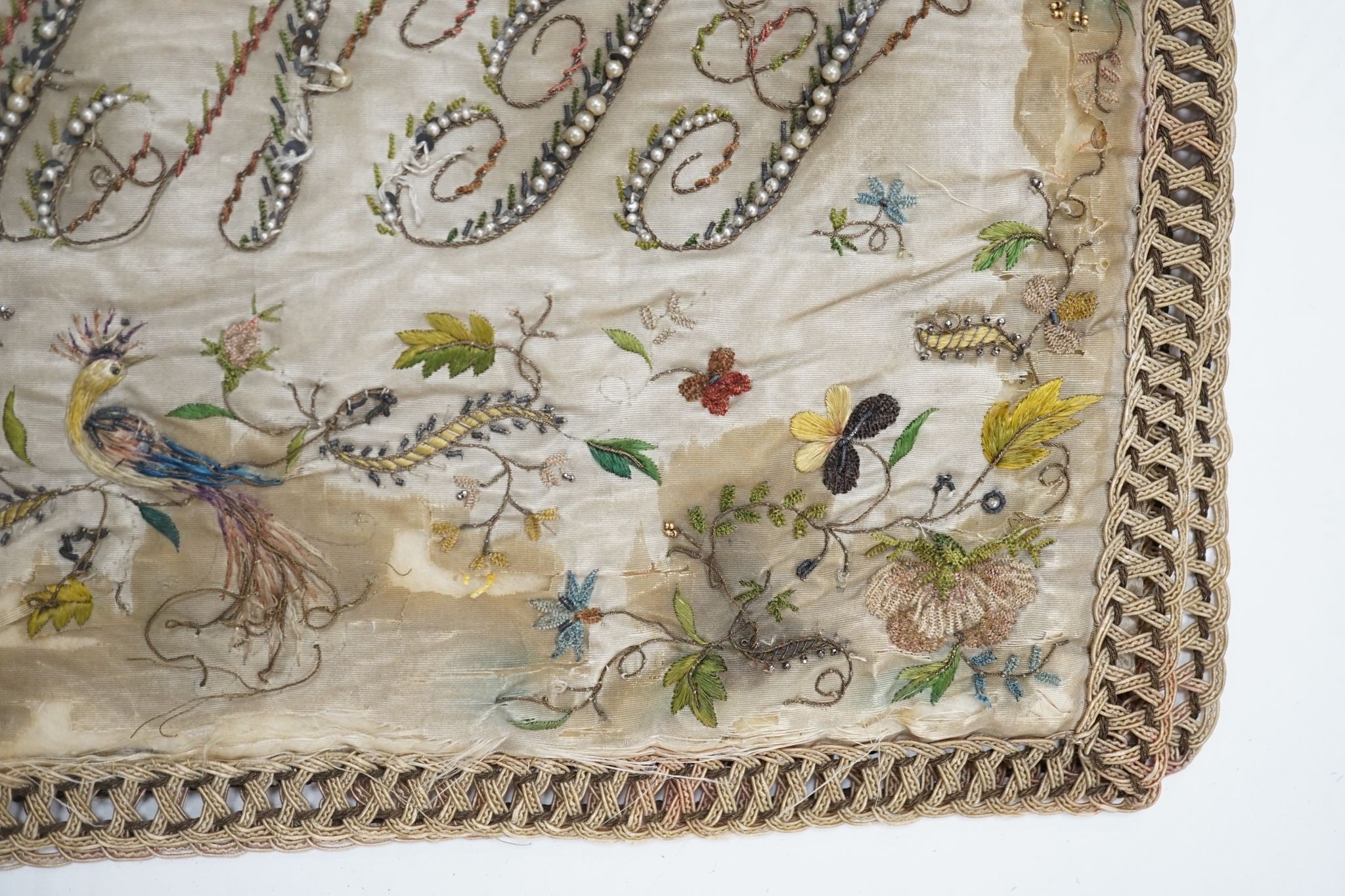 An embroidered cushion